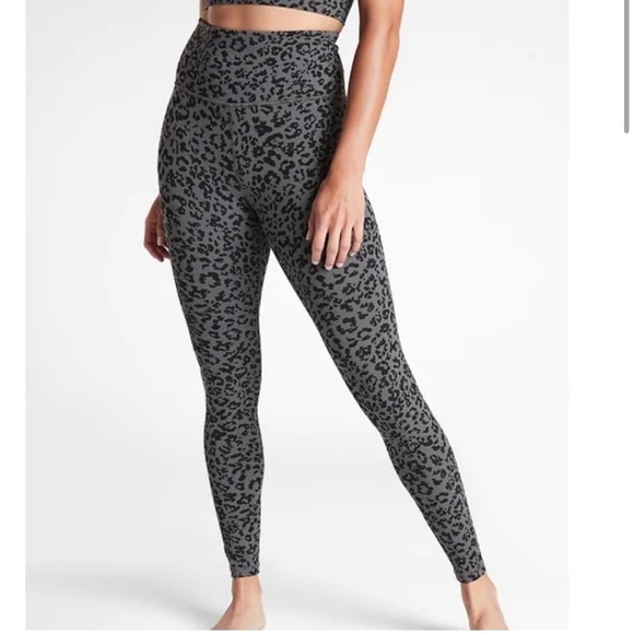 Athleta Elation Ultra High Rise Tights Gray Cheetah Leggings - Picture 1 of 11